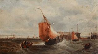 S. Slader (19th century) shipping off Dover on a windy day, oil on board signed and dated 1894, 18.