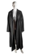 A Max Mara, 1990’s long black cashmere coat, with side pockets, a fastening button under the