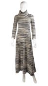 A BIBA blue and cream zigzag winter jumper dress with roll neck. Original BIBA label, circa late