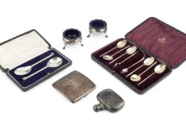 A pair of early George III silver circular salts, by D & R Hennell, London 1771, and Edwardian