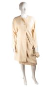 A JEAN MUIR, 1990’s matching pencil skirt and jacket in cream, Made in England, UK size 12; Together