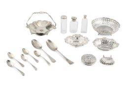 Two George II silver Hanoverian pattern table spoons, one by Marmaduke Daintrey, London 1743, the