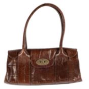 A Mulberry handbag in brown Congo leather, with brass hardware, the classic Mulberry Postman’s