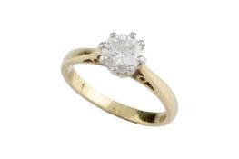 A diamond single stone ring, the round brilliant-cut diamond in claw setting, 18ct gold mounted,