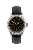 A stainless steel 'Big Crown' pointer date automatic wristwatch by Oris, the textured black dial