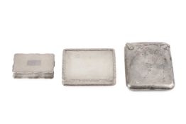 A George V silver rectangular box, with engine turned decoration and foliate raised borders by
