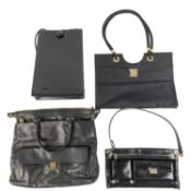 Four black bags, designers to include Jaeger and Salvatore Ferragamo (4)