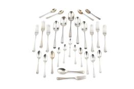 A set of six late Victorian silver old English pattern dessert forks, and five matching dessert