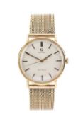 A bracelet watch, the circular silvered dial with baton markers and centre seconds hand, signed