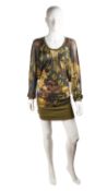 An Alexander McQueen, 1990’s, silk chiffon floaty top with incorporated black vest, (Size 44); A