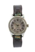 A stainless steel military wristwatch, the circular dial with Arabic numerals and subsidiary seconds