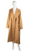 A Max Mara, Italy long camel coloured coat with a removable and adjustable belt. Composition: