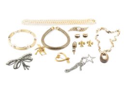 A collection of costume jewellery, to include a pendant necklace signed Ferragamo, a pair of ear