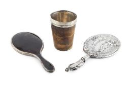 A late Victorian silver mounted horn beaker, by Deakin & Francis, Birmingham 1895, 12.5cm high,