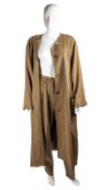 A Georges Rech, Paris, 1980’s ladies' trouser and coat outfit in olive green, the trousers with side