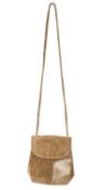 A Stuart Weitzman handbag in a soft and glossy faux snakeskin, with a long shoulder strap. Made in
