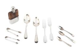 A pair of George IV silver old English pattern tablespoons, London 1825, a pair of Victorian