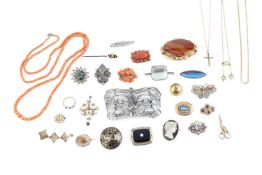 A collection of 19th century and later jewellery, comprising an Art Nouveau silver buckle by William