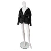 Yves Saint Laurent black blazer jacket in a gothic style, almost off the shoulder, with button-