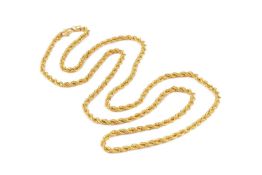 A yellow precious metal fancy-link chain, of hollow ropetwist design, stamped '916', length 71cm