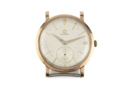 A watch head by Omega, the circular dial with baton and arrowhead markers and subsidiary seconds