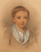 Edmund II Havell (1819-1894) Portrait of Maurice H Fitzgerald as a boy, wearing a pale blue silk