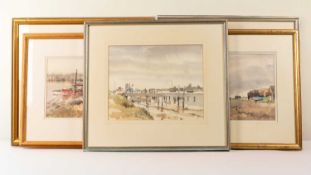 Tony Herbert (1927-2024) 'Aldeburgh Beach', signed, watercolour, 24 x 31cm, and four further to