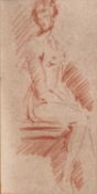 Circle of John Duncan Fergusson (1874-1961) Seated female nude, sepia chalks, 18.5 x 9.5cm