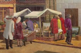 Sheila Banks (20th century) 'Camden passage', signed and titled, oil on canvas, 49 x 74,5cm