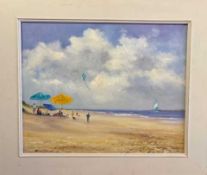 Shirley Carnt (b.1927) Brancaster Beach, signed, oil on canvas, 39.5 x 49.5cm
