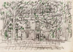 Modern British School 'Study of a house', crayon on paper, unsigned, 37cm x 53cm approx Minimal
