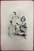 After Léo Fontan A collection of nine monochrome prints, depicting spanking scenes, lithographs,