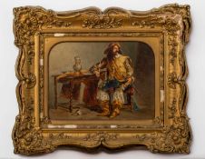 Follower of Frederick H. Henshaw A cavalier in the time of Charles II, oil on board, 24.5 x 33.5cm