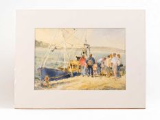 Tony Herbert (1927-2024) 'Unloading the Fish, Lyme Regis', and 'Antique Market, Bridport', signed,