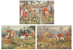 G * Hammond (19th/20th century) The hunt, each signed, watercolours (a set of three), 12 x 17cm. (