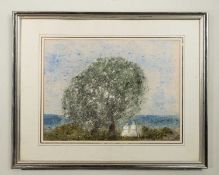 Gabrielle Bellocq (1920-1999) figures looking out to sea pastel 35 x 48cm.