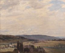 Frederick Stead (1863-1940) Extensive landscape with family, signed, oil on canvas, 48 x 59cm