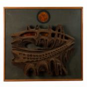 Phillip Smale (20th Century) Structure and Sun mixed media collage on board 67 x 76cm.