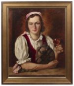 R. Molner (19th century) A welcome drink, signed, oil on canvas, 59.5 x 49cm