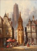 Henry Schafer (b.1815) Rouen; Fecamp, both signed with a monogram and dated 1883, oils on canvas (
