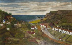 20th century British school A coastal village in Summer, possibly faintly signed (lower right),