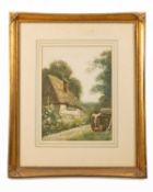 Fred Hines (act.1875-1928) Woman drawing water from a well, signed, watercolour, 36 x 26.5cm,