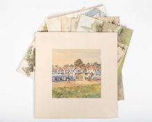 Tony Herbert (1927-2024) 'Henley Boat Houses', watercolour, 22 x 22cm, together with 21 further