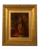 Attributed to William Henry Knight (1859-?) A boy piper, oil on canvas laid to board, 29.5 x 22cm