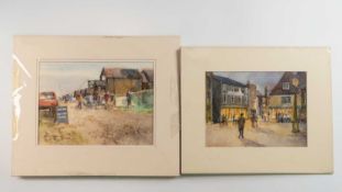 Tony Herbert (1927-2024) 'Buying Fish, Southwold Harbour', signed, watercolour, 25 x 33cm, and