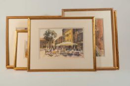 Tony Herbert (1927-2024) 'Early Morning Coffee, Venice', signed, watercolour, 22.5 x 32.5cm, and
