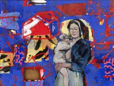 George Donald (b.1943) Mother and Child signed (lower right) acrylic 28 x 38cm.