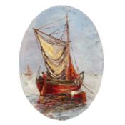 Blanche Della Valle Fisher folk at sea, signed oil on panel, 24 x 18cm together with Carmelo
