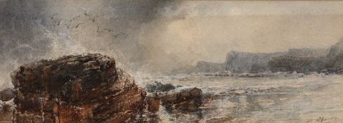 Paul Marny (1829-1914) South Cornelian Bay, Scarborough, signed, watercolour, 15 x 43cm From a