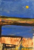 Margo Maeckelberghe (1932-2014) Moon in Blue signed (lower right) gouache 17 x 12cm. No glass, mount